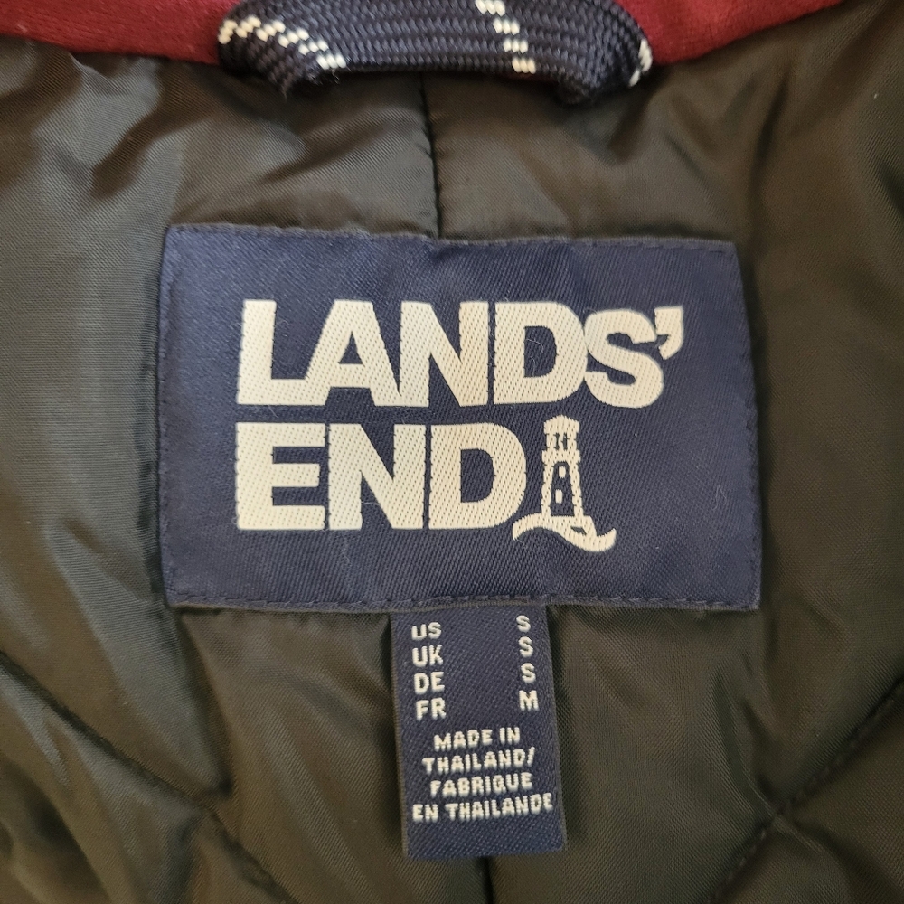 Lands End Wine Color Hooded Waterproof Long Parka Coat Size Small - Picture 4 of 5